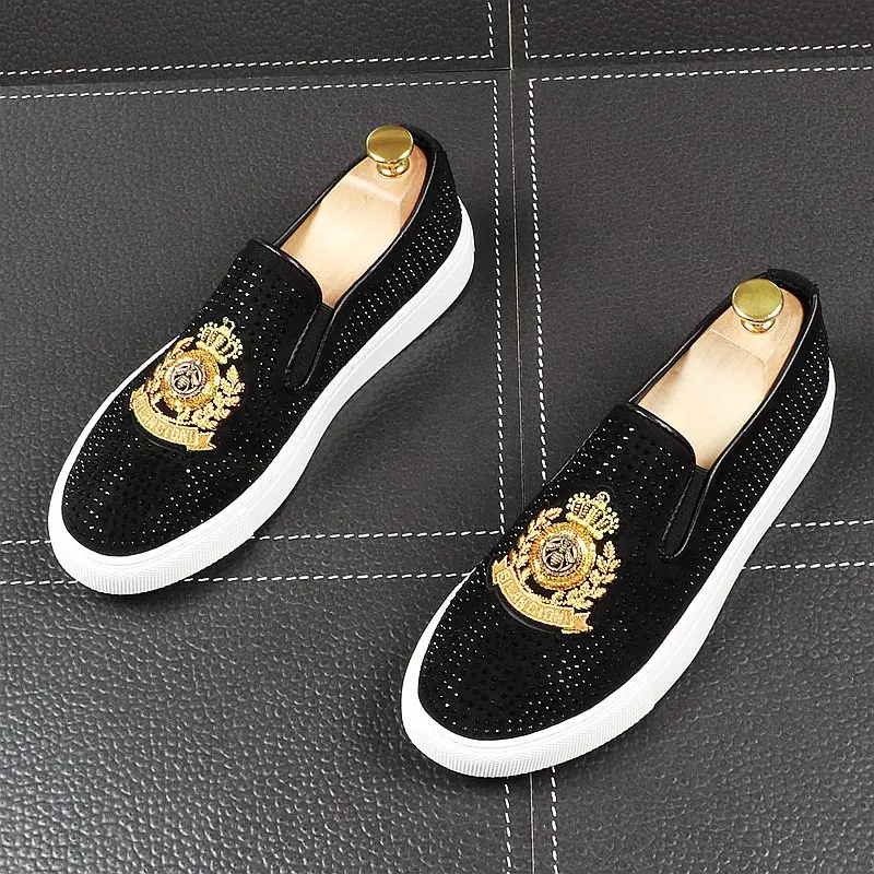 

NEW arrival Men Embroidery Loafers Red Pink Smoking Slipper Shoes Elegant Party Dress Flats Flowers Painted Casual Shoes 38-44