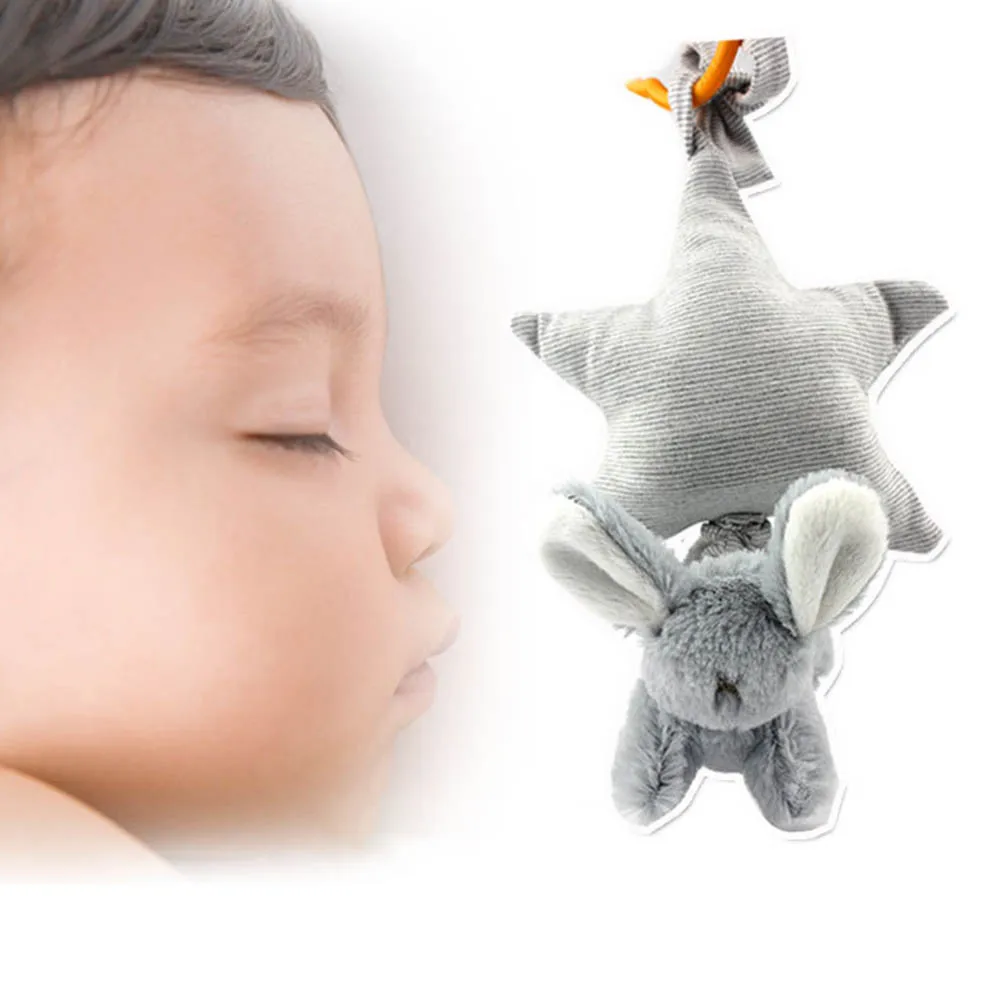 Infant Baby Lathe Hanging Ring Star Rabbit Rattle Crib Stroller Toys Teether Stuffed Doll Plush Music Box Pull Bell Toy | Игрушки и