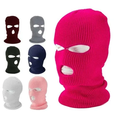 

Защитная Лыжная маска на все лицо, шапка, Балаклава с 3 отверстиями, армейская тактическая ветрозащитная Вязаная Шапка-бини из CS, зимняя тепл...