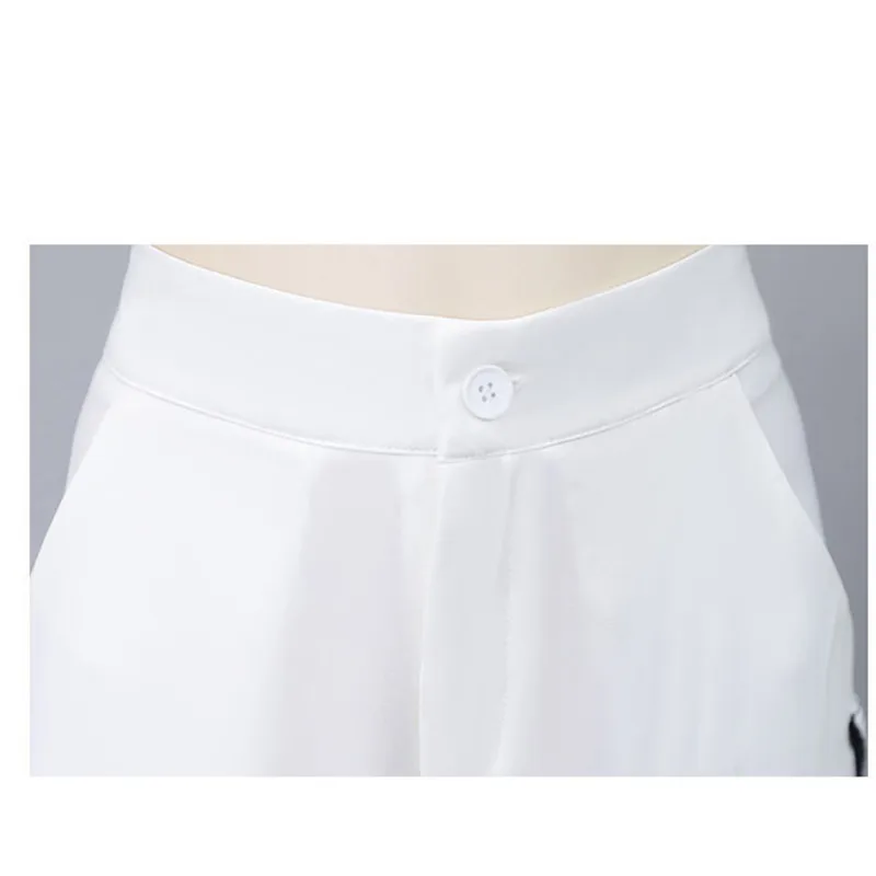 

Black White Two-piece set Women Sets 2020 Summer Short sleeve Top Casual Wide leg pants Female Plus size Fashion Clothing Suit