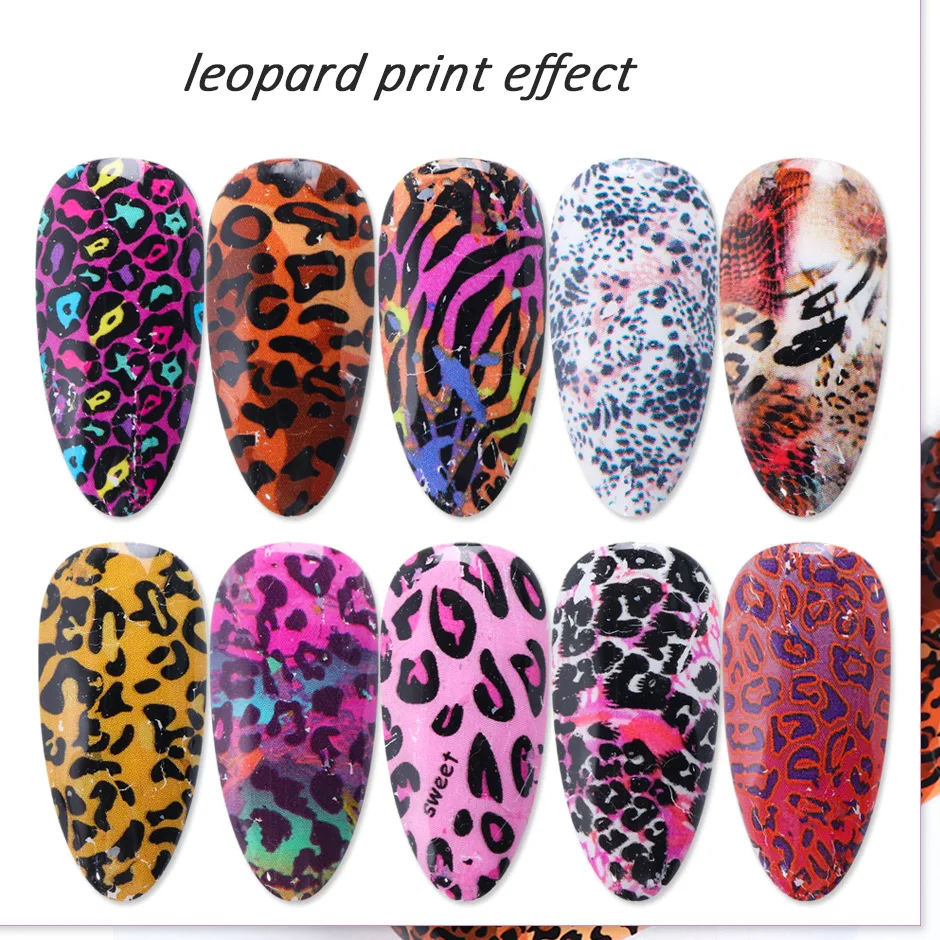 

Nail Art Set Stickers Boxed Fashion Colorful Leopard Style Female Fashion Starry Stickers Nail nails accessoires top coat