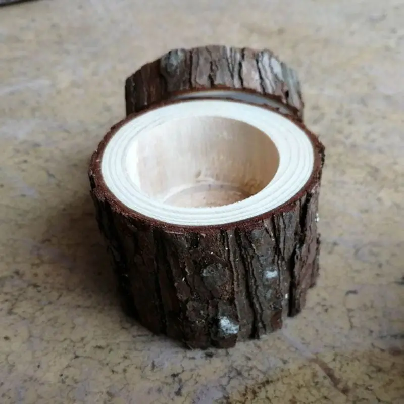 

Handmade Blank Wedding Ring Box Natural Wood Jewelry Dispaly Rustic Ring Box 83XF