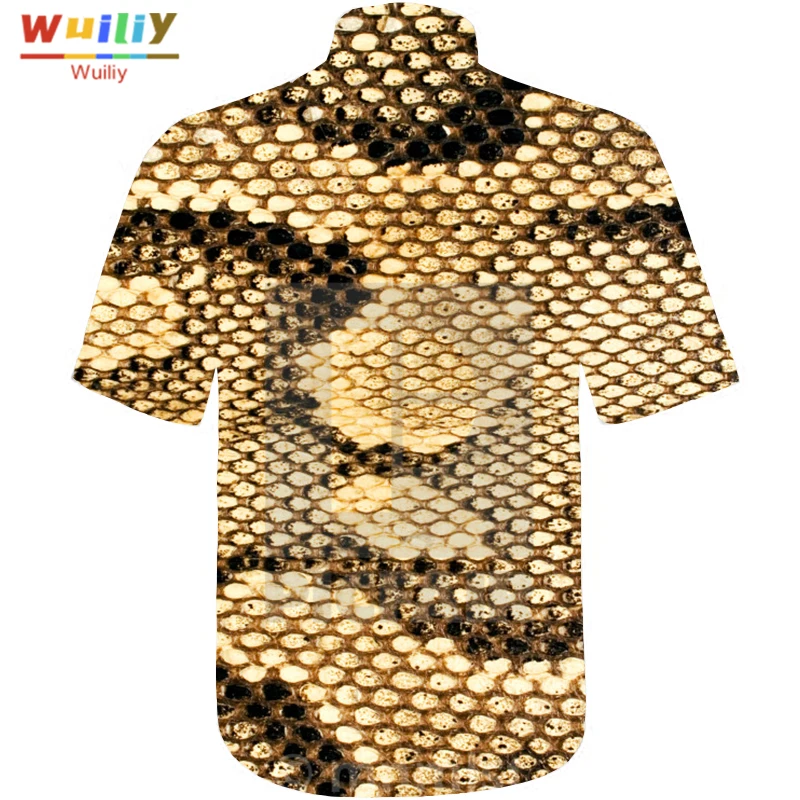 

Men's Graphic Snake Skin Button Down Shirts Novelty Beach 3D Pattern Summer Hawaiian Tops Fashion Shirt