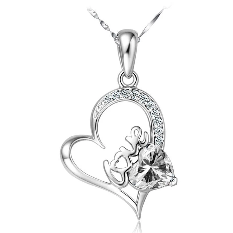 

Sterling Silver Necklace Heart Shape Jewelry Love Pendant Necklace for Women