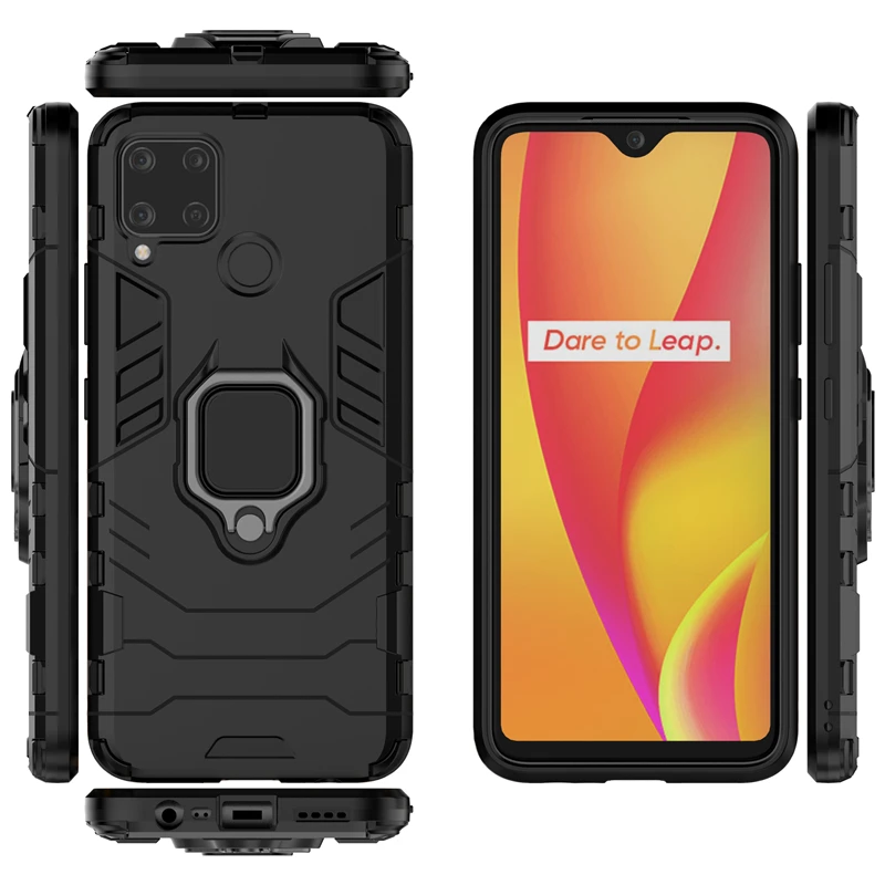 for oppo realme c15 case protective case for realme c15 c11 c21 c20 c12 c17 c21 q3 cover armor silicone shell finger ring cover free global shipping