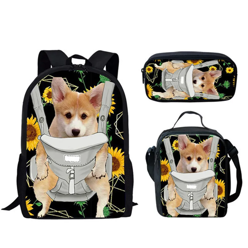 Детская сумка с милой собачкой, школьные сумки, крутой рюкзак с принтом животных для девочек и мальчиков, детские сумки, От 3 до 8 лет, Corgi Baby