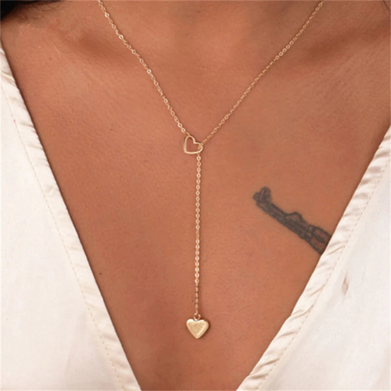 

2021 Fashion Europe And The New Necklace Simple Personality Peach Heart Love Women's Y-shaped Necklace Factory Direct Sales