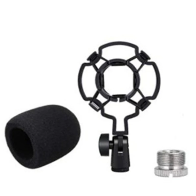 

Microphone Shock-Absorbing Bracket,with Microphone Spray-Proof Foam Cover and 5/8 to 3/8 Screw Adapter,for Various Mics