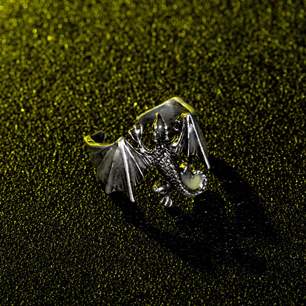 Модные светящиеся кольца в виде дракона панковские темноте регулируемое кольцо