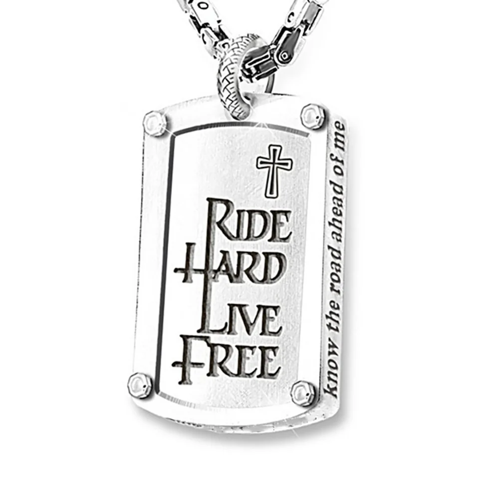 

Qilimigu New hot stainless steel men's punk hip hop Pendant Necklace motorcycle Cross Pendant Necklace