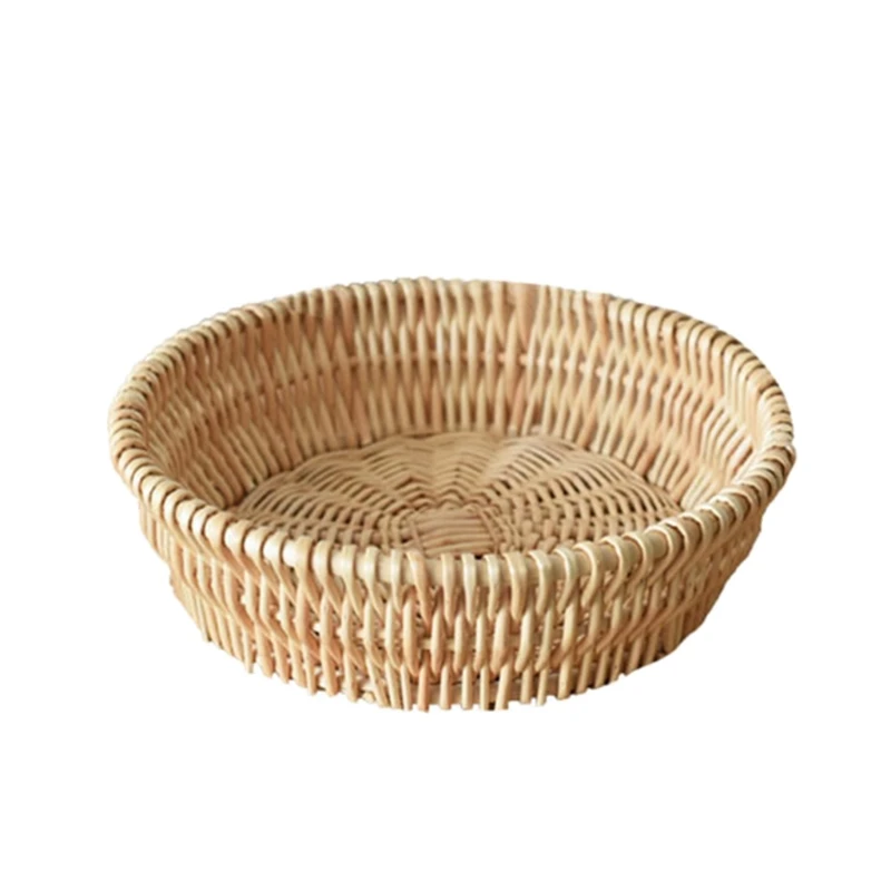 Круглый ручной плетеная корзина для хранения настольный органайзер