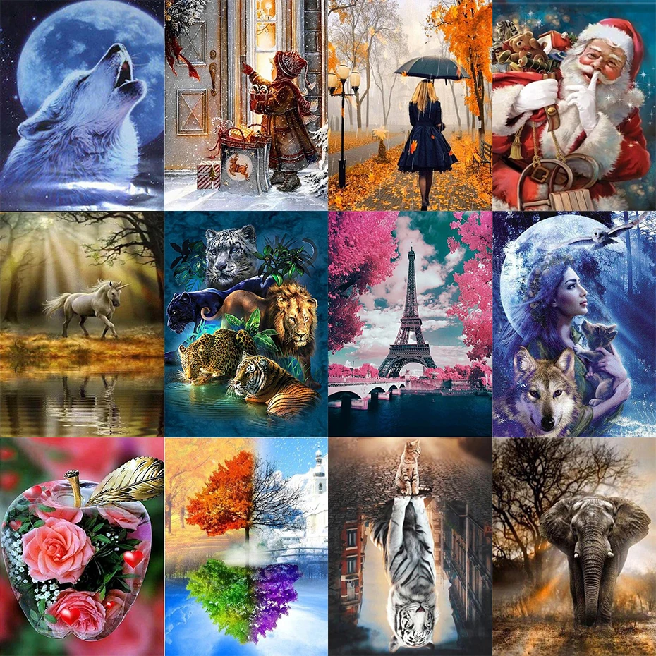 

AMTMBS Animal Landscape Pictures Oil Painting By Numbers Adults For Drawing On Canvas DIY Coloring By Numbers Wall Art Decor