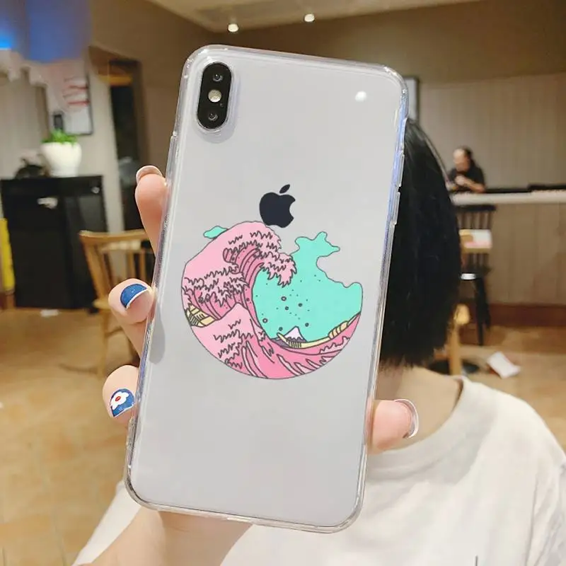 

Japan style The Big Wave of kanagawa Phone Case Transparent soft For iphone 5 6 7 8 11 12 s c se plus mini x xs xr pro max shell