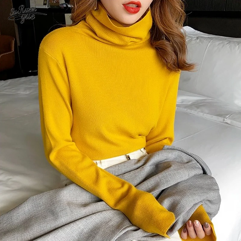 

Knitted Sweaters Woman Autumn Long Sleeve Loose Jumper Turtleneck Sweater Women Winter Slim Lady Pullover Sweater Elegant 16611