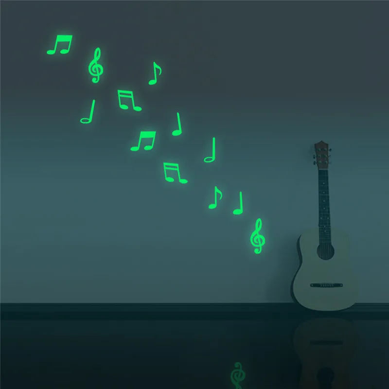 15 шт./компл. музыкальные Стикеры светящиеся в темноте флуоресцентные наклейки на