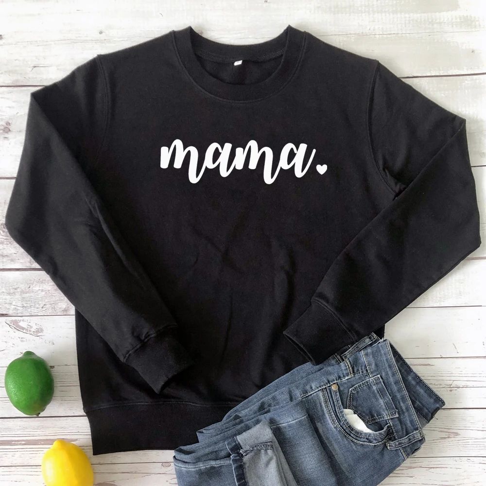 Mama Heart 100% хлопок свитшот Повседневный Женский с длинным рукавом графический для