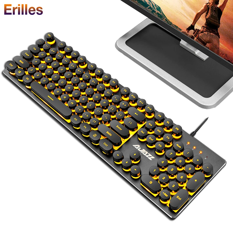 Ретро панк игровая клавиатура RGB с подсветкой компьютерный ноутбук USB Проводная