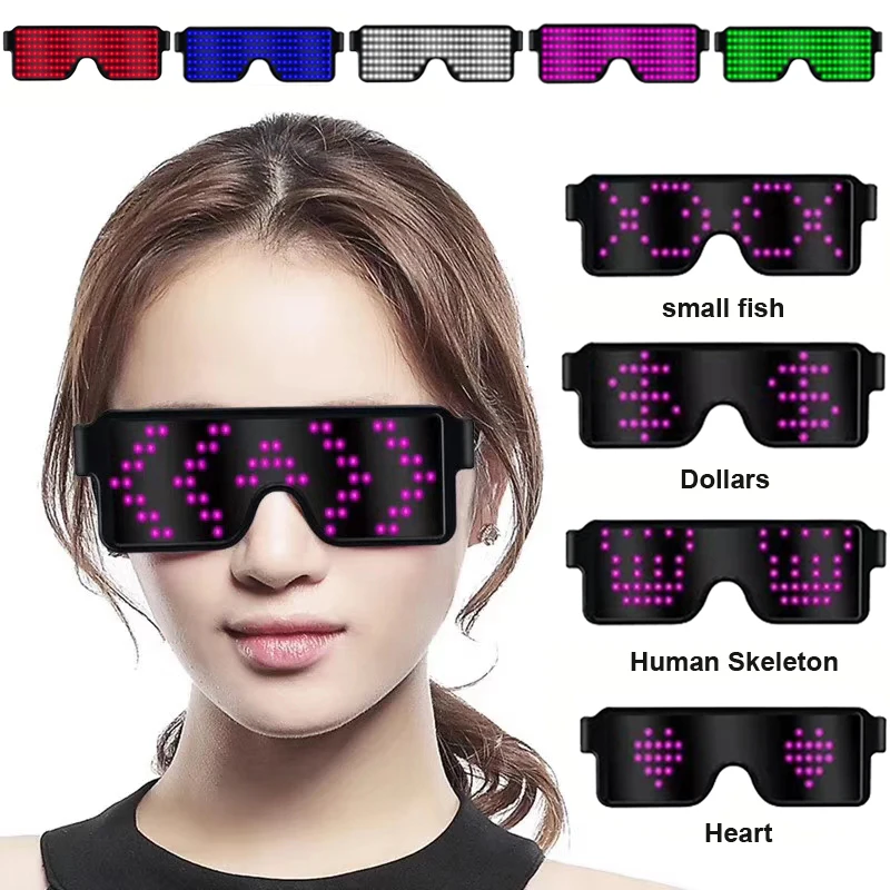 

8 Modes 5 Colors Quick Flash Led Party Glasses USB charge Luminous Glasses Christmas Concert Light Toys Dropshipping New
