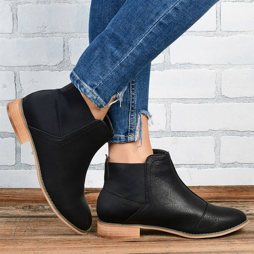 Модная женская обувь Suqare короткие Ботинки на каблуке без шнуровки хит продаж