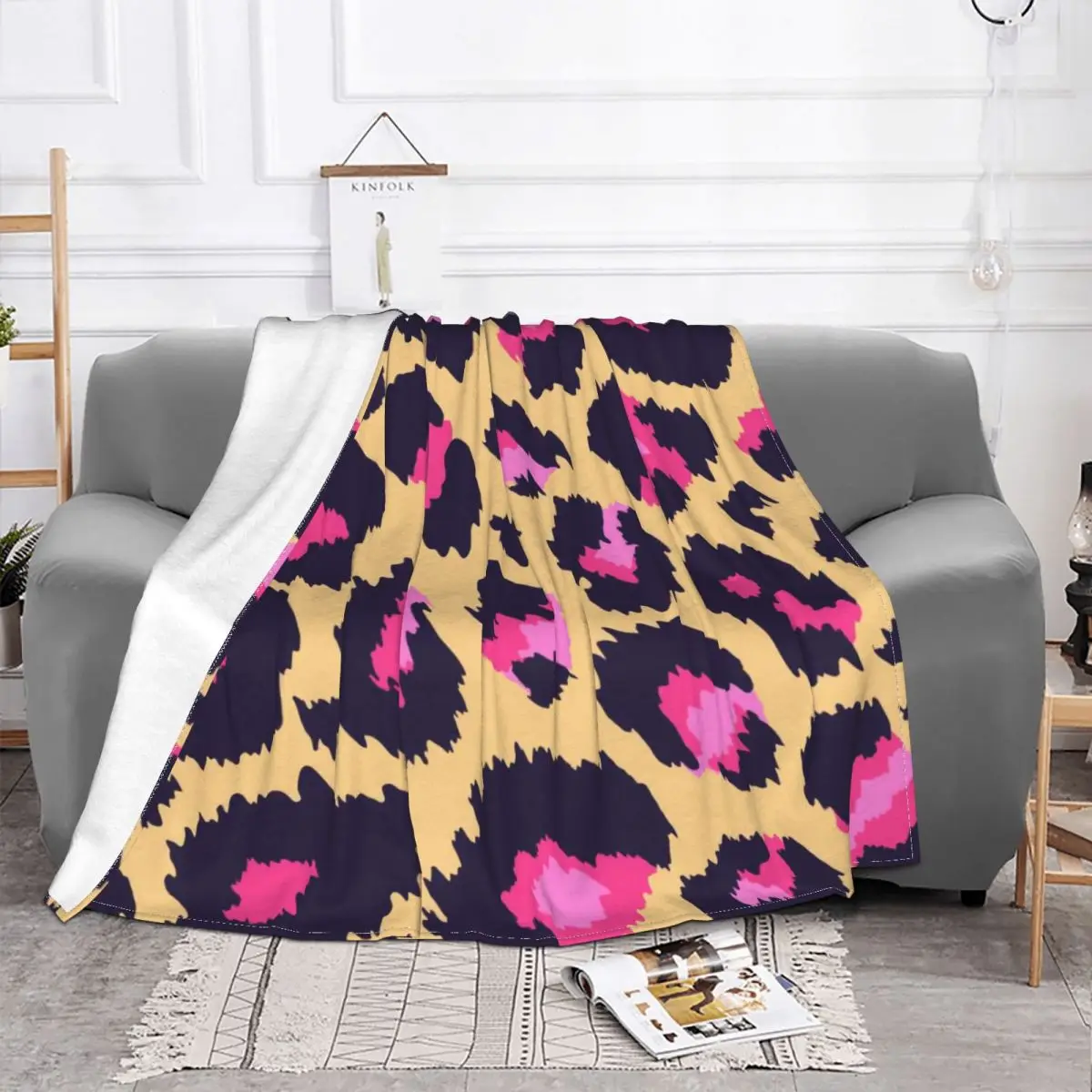 Мягкое фланелевое одеяло в клетку с принтом тигра | Дом и сад