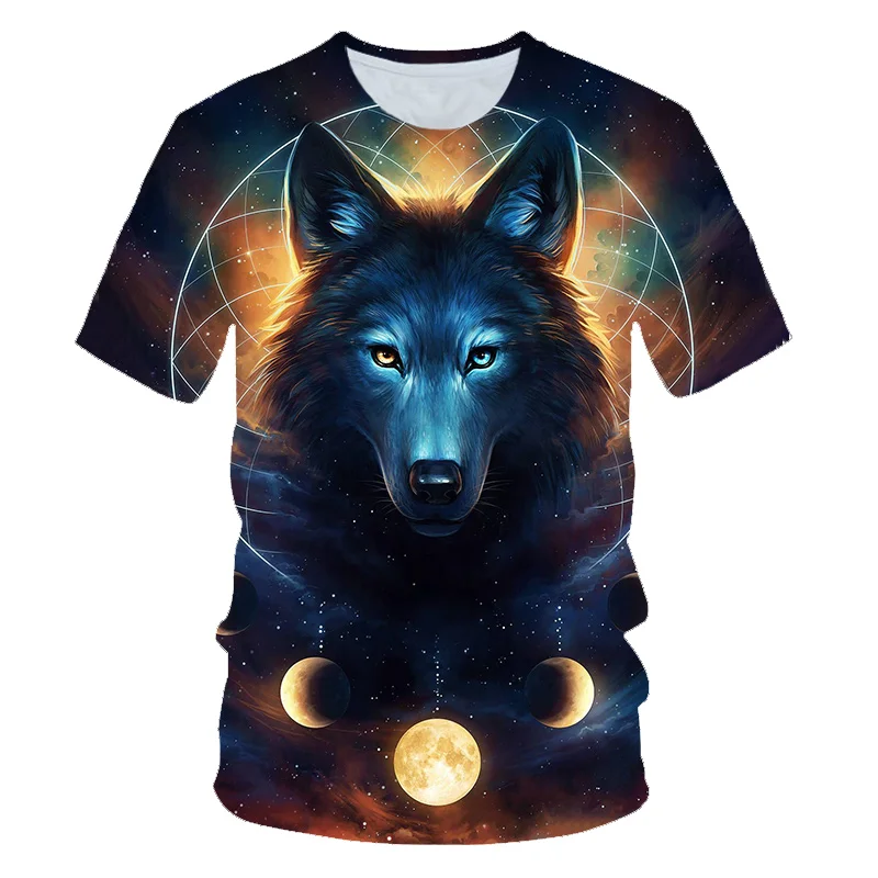 

Boys Tshirts Wolf And Fox 3D Animal Print Kids Clothes Summer Trendy Short Sleeve Tees Breathable Children Clothing For Boy