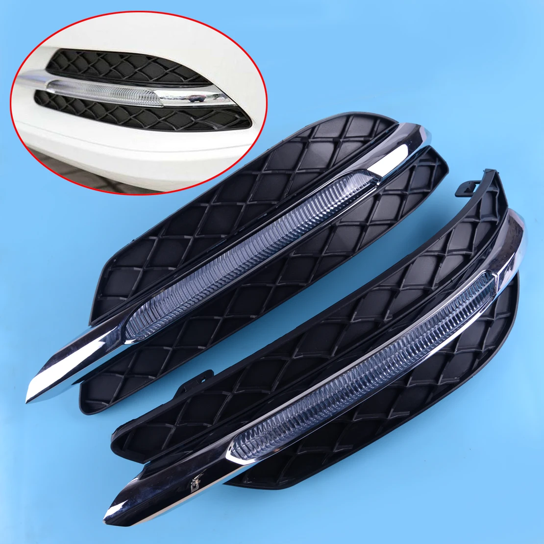 

CITALL 2 шт. 2048803224 2048803324 дневной ходовой противотуманный светильник светодиодный DRL вставной ободок решетка подходит для Mercedes Benz c-класс W204