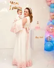 Элегантные белые платья для мамы и дочки, Розовое Кружевное белое платье для мамы и ребенка, подходящее платье для девочек, для первого причастия, для мамы, для детей