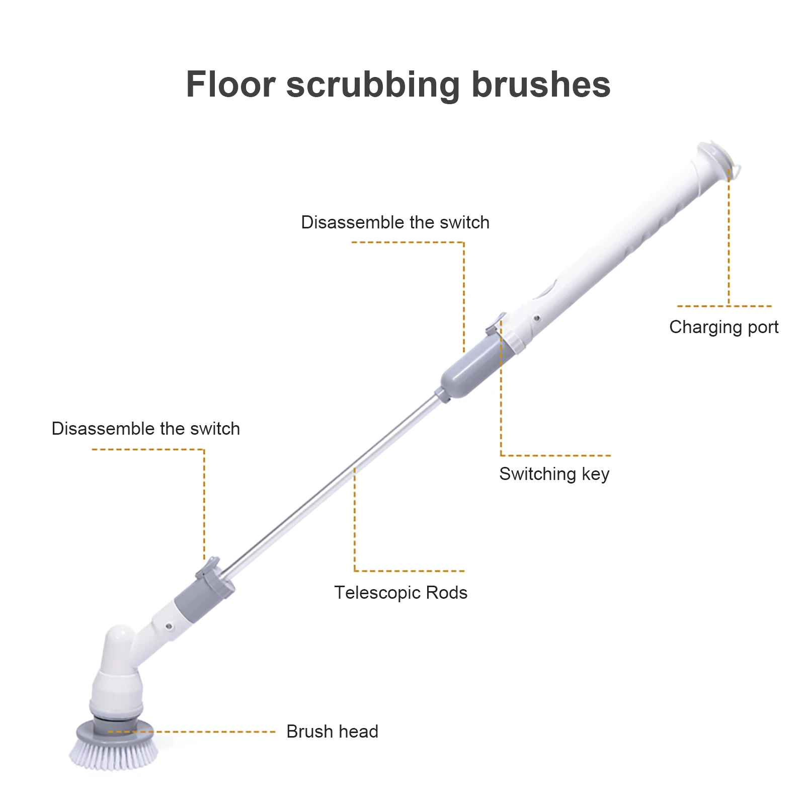 

Electric Spin Scrubber 360 Cordless Shower Bathroom Scrubber with Extension Arm Rechargeable Living Room Electric Cleaning Tool