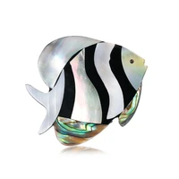 new simple natural abalone shell tropical fish cute brooch pin for girl women fashion jewelry corsage accessories
