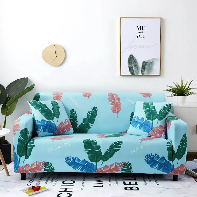 1 шт. чехол для дивана с принтом кленового листа на голубом фоне|Чехлы диванов| |