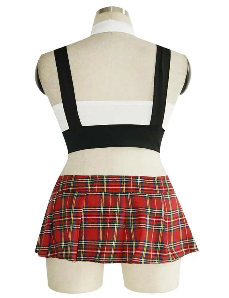 

sexy 4 piece school girl fance Tartan Design dress costume W292258