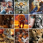 картина по номерам на подарок рисование по номерам рисуй сам хобби Набор для рисования по номерам  тигр и  девушки  , 4 звезды, 26 цветов живопись по номерам