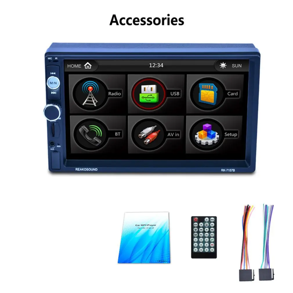 7 &quotHD lcd сенсорный экран 800*480 Автомобильный MP5 плеер 1080P цветов Кнопка задний