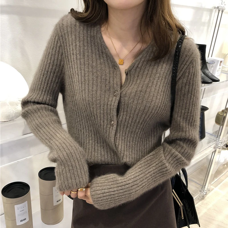 Европейский и американский тренд Женский кашемировый вязаный короткий кардиган