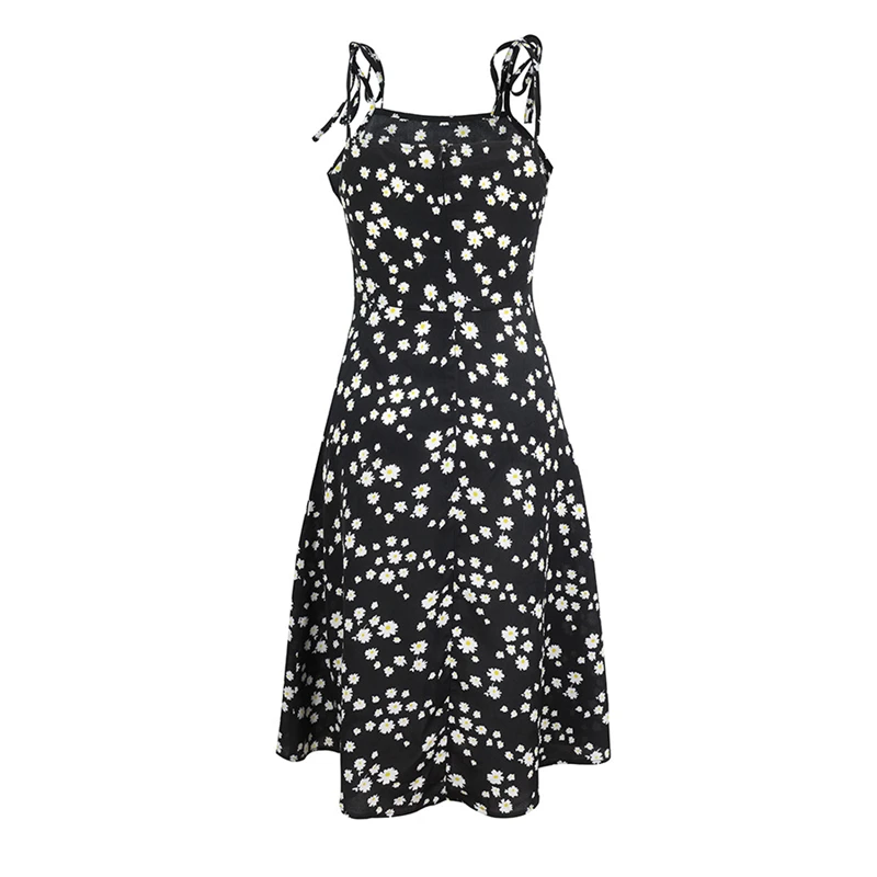 

Printed Floral Side Split Dress Women Summer Holiday Beach Style Dress Sexy Spaghetti Strap Dress Ladies