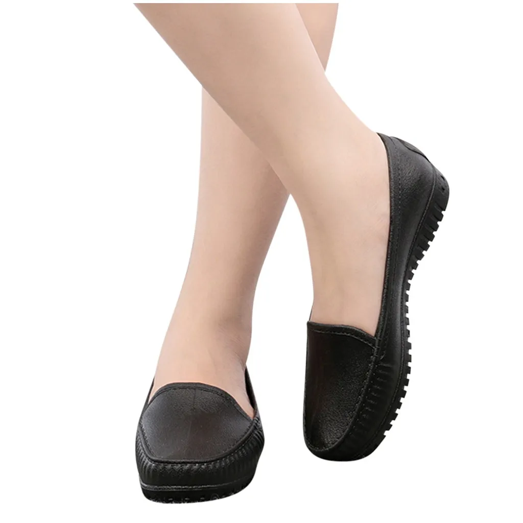 

Women Flats Genuine Leather Shoes Women Shoes Lightweight Indoor Comfort Resistant Flat Slip On Nursing Shoes Woman soft A50