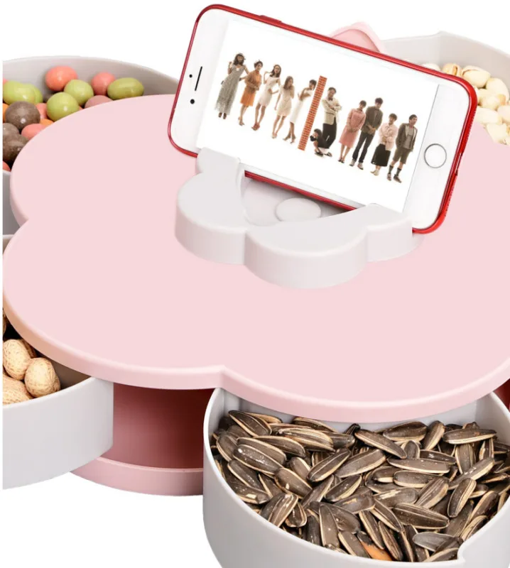 Розового и голубого цвета в форме лепестка Вращающийся Конфеты коробочка