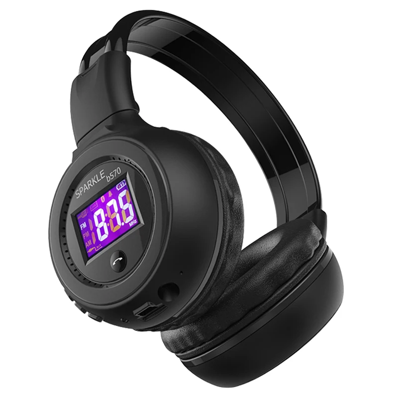 Черный ZEALOT B570 HiFi стерео Bluetooth наушники Беспроводная гарнитура складная Поддержка Micro SD карты AUX микрофон - Цвет: Черный