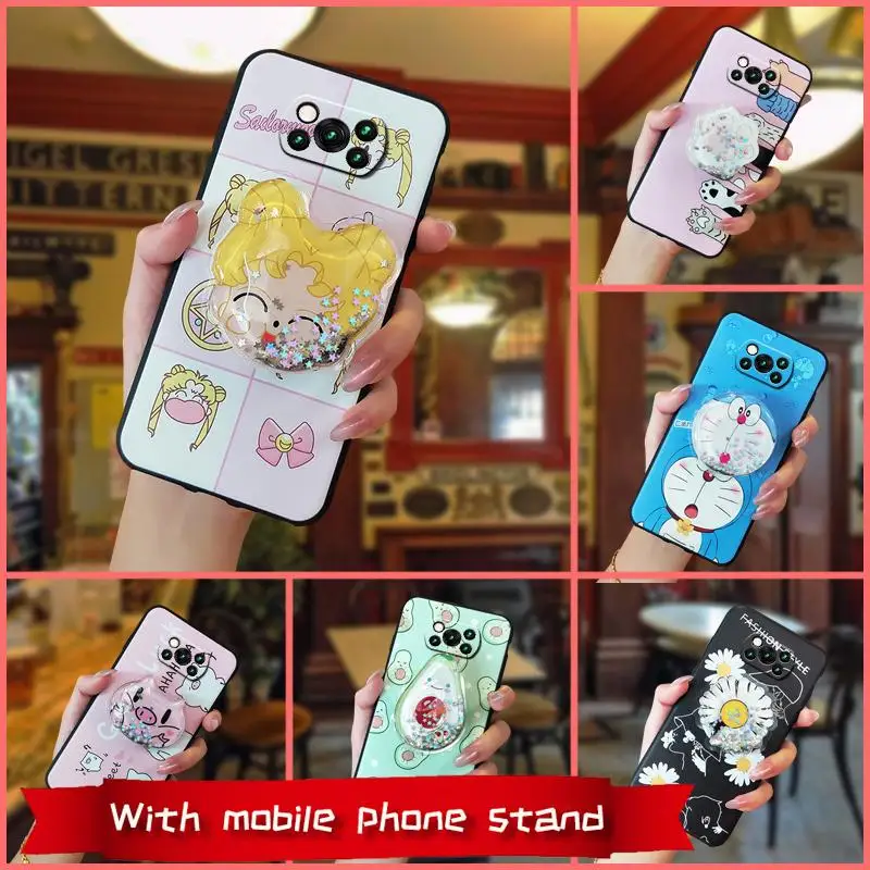 cover kickstand phone case for xiaomi poco x3 nfcx3 pro back cover waterproof fashion design cartoon free global shipping