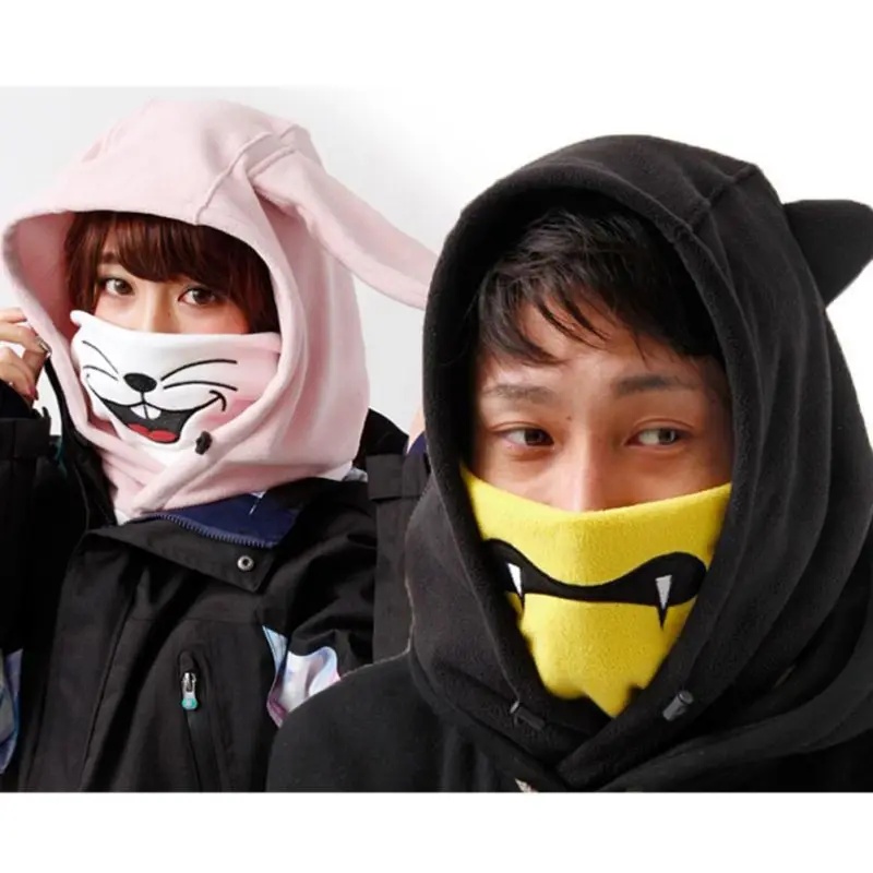 

Children Warm Skiing Headgear Cartoon Animal Pattern Full Face Thermal Outdoor Protective Balaclava Hood Ski Cycling Mask Helmet