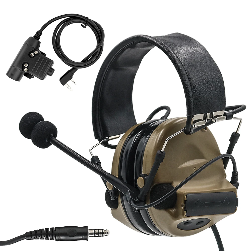 COMTAC IITactical Headset Airsoft PELTO comtac Electronic Hunt Headphone Hearing Protection Noise Reduction Tactical Earmuffs DE