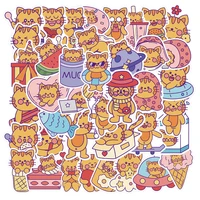 50pcs cartoon cat stickers for notebooks notepad laptop stationery cute sticker aesthetic craft supplies scrapbooking material