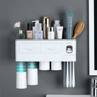 magnetic adsorption inverted toothbrush holder automatic toothpaste squeezer dispenser storage rack bathroom accessories home