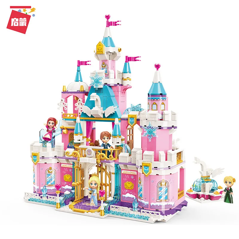 

801PCS Enlightenment Building Blocks 2616 Snow Swan Castle Princess Series Assembled Model Girl Assembled Toy Gift