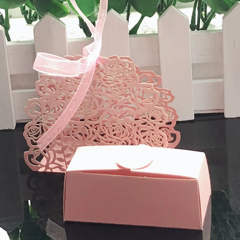 50/100 шт Роза и цветок Лазерная резка Конфеты Коробки DIY Полые перевозки подарочные