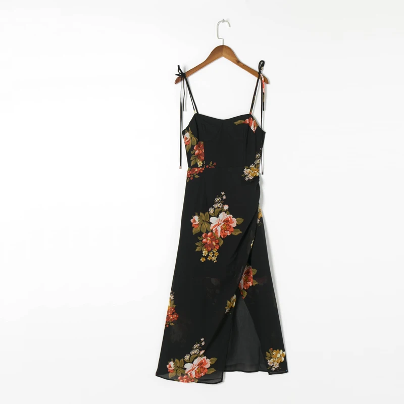 

Summer Women's Casual Flower Print Slim Slim Sling Dress