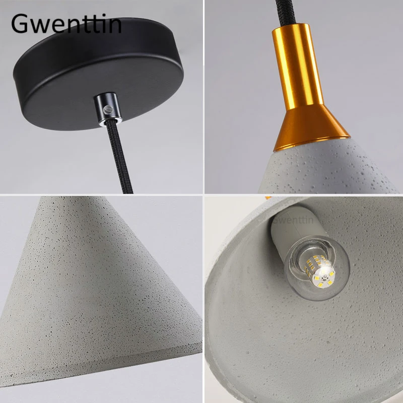 Винтажные цементные подвесные светильники Led Лофт Декор промышленная лампа скандинавские подвесные лампы для гостиной кухни осветительные приборы E27