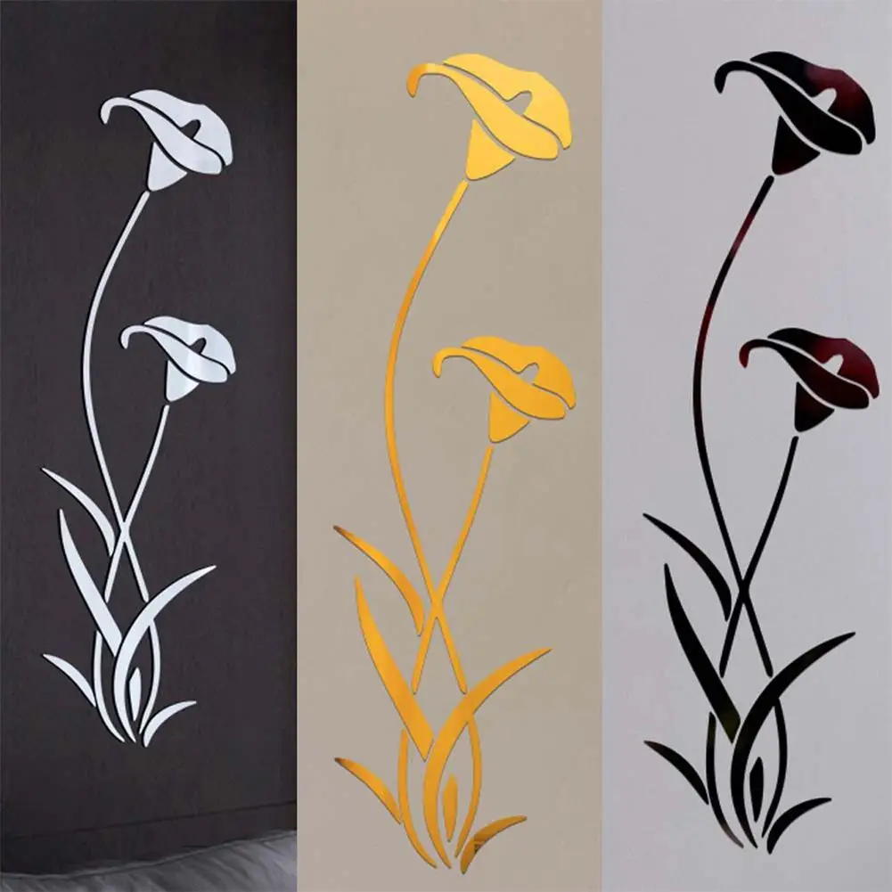 1 шт. зеркальные 3D наклейки на стену Calla Lily настенные украшения для гостиной DIY