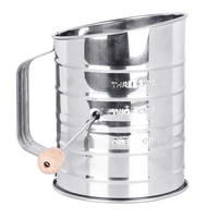 flour sifter sifter for baking stainless steel hand crank flour sifter with 3 cup measuring double layer hand pressed