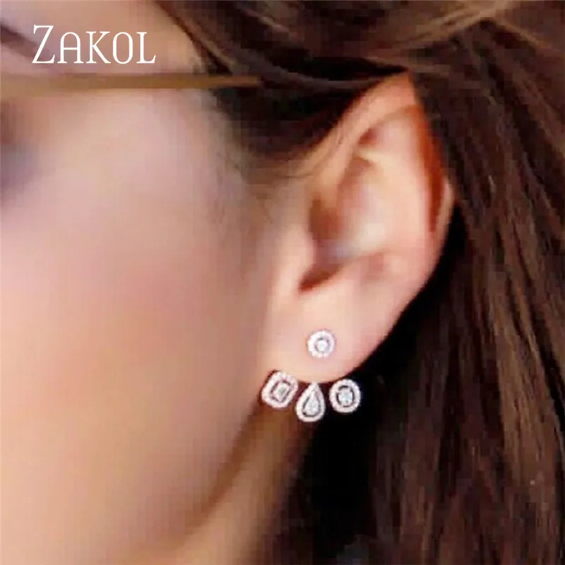 Женские Висячие серьги ZAKOL изящные Роскошные с гемометрическим фианитом